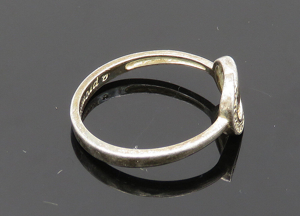 925 Sterling Silver  Vintage Topaz Etched Quote Promise Ring Sz 9  RG20265