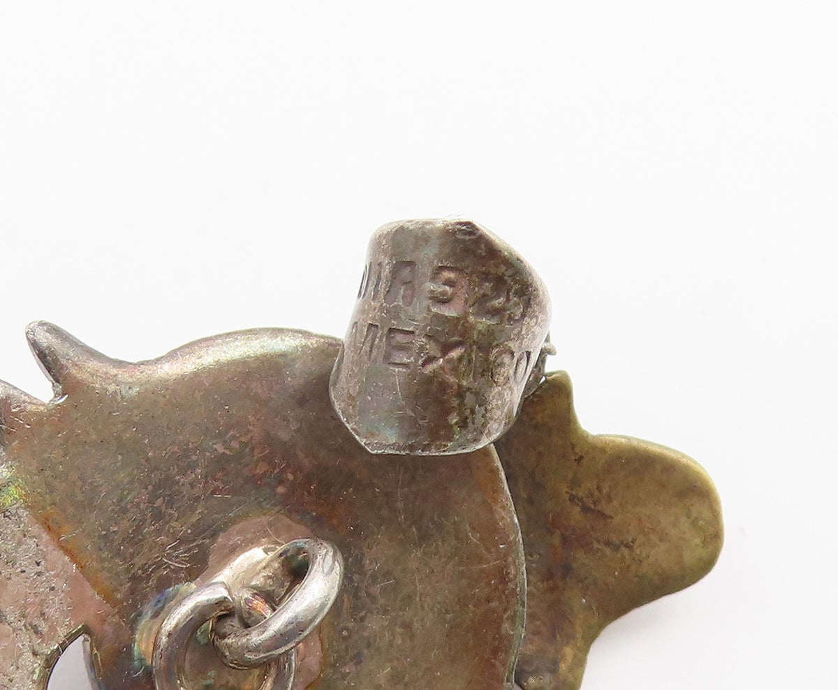 925 Sterling Silver Vintage Pendant MEXICO Two Tone Clown Face Cutout  PT26630