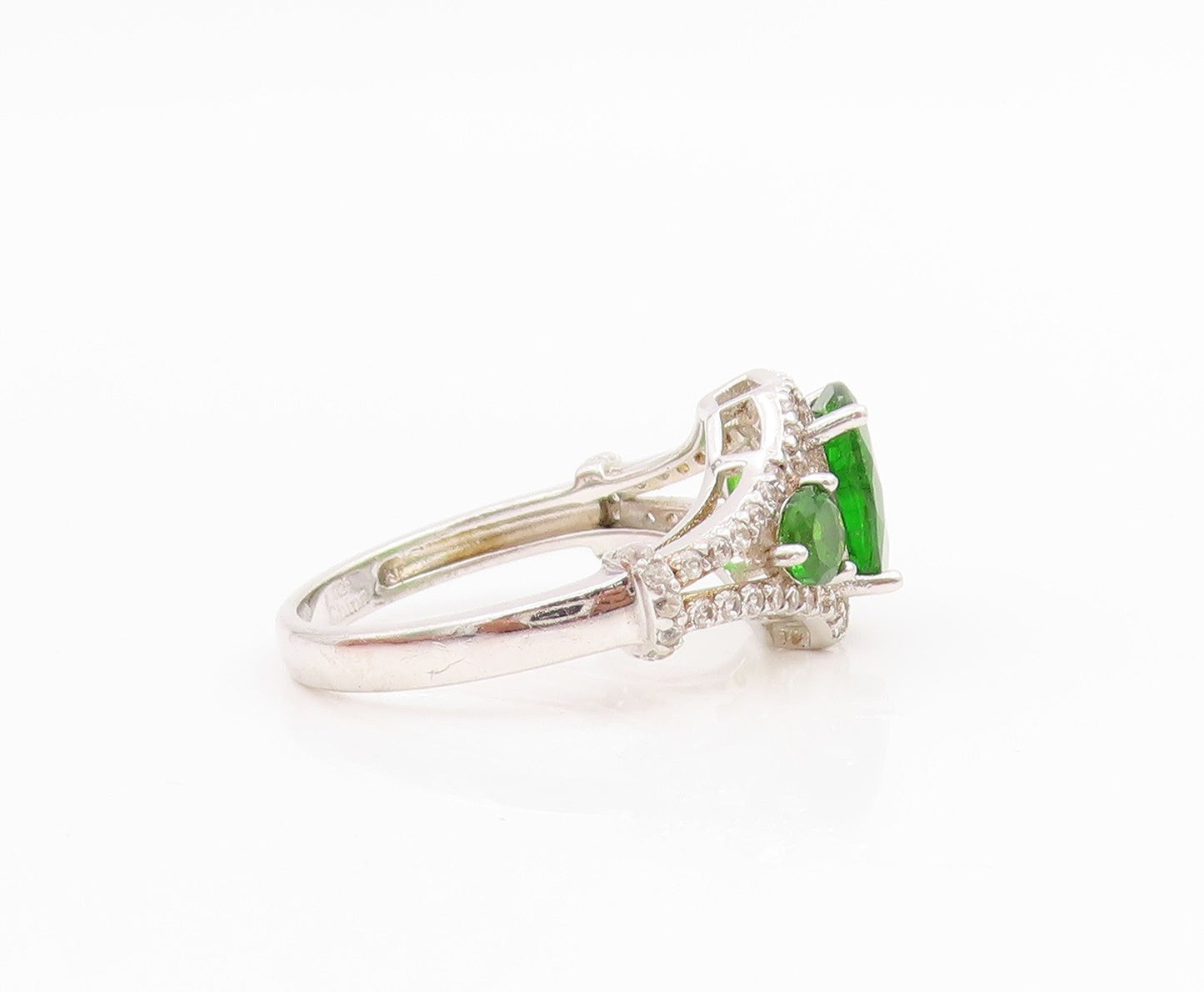 925 Sterling Silver Vintage Ring Sparkling CZ Halo Statement Band  Sz 6  RG33847