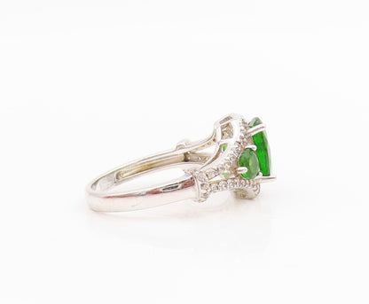 925 Sterling Silver Vintage Ring Sparkling CZ Halo Statement Band  Sz 6  RG33847
