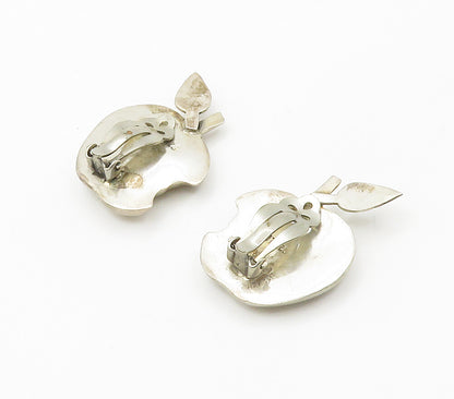 MEXICO 925 Sterling Silver  Vintage Bitten Apple Non Pierce Earrings  EG7727