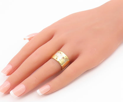 925 Sterling Silver Vintage Ring Gold Plated DAUPHINETTE CZ Band  Sz 7  RG36709