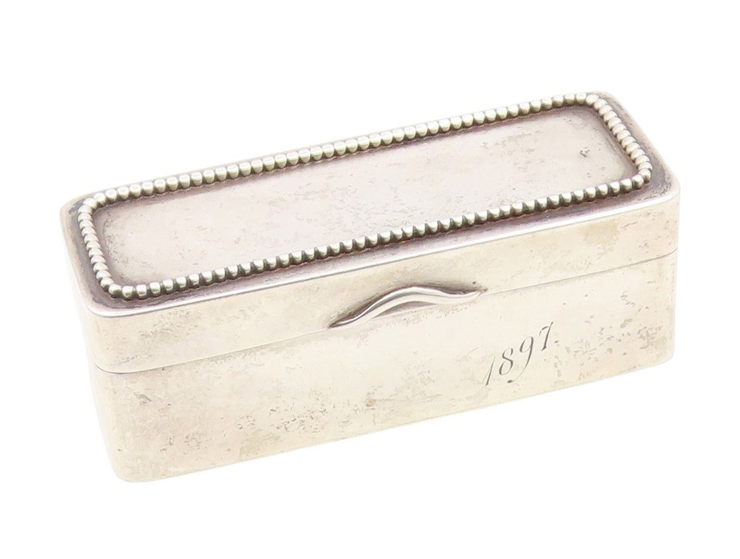 925 Sterling Silver Vintage Snuff Box Beaded Rectangular Cigarette Case  TR4222