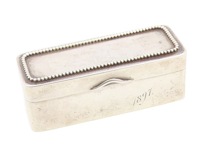 925 Sterling Silver Vintage Snuff Box Beaded Rectangular Cigarette Case  TR4222
