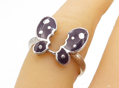 925 Sterling Silver  Vintage Enamel Coated Butterfly Band Ring Sz 6.5  RG3762