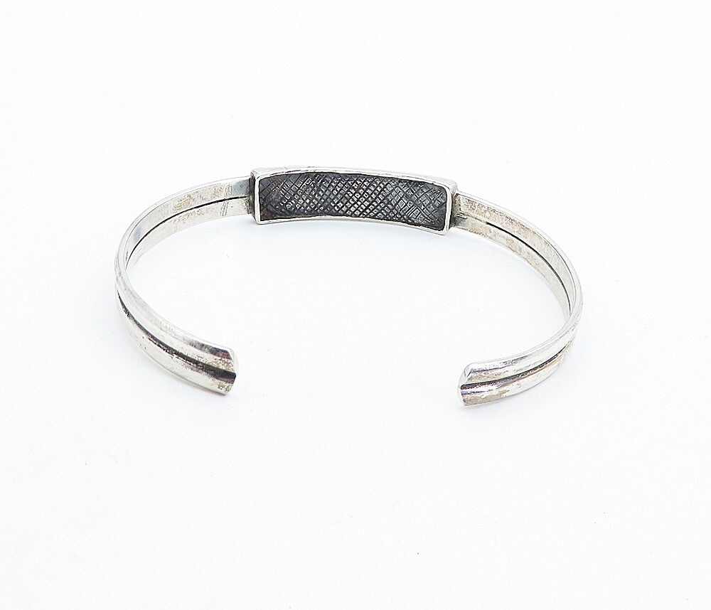 925 Sterling Silver  Vintage Oxidized Tied Knot Detail Cuff Bracelet  BT2334