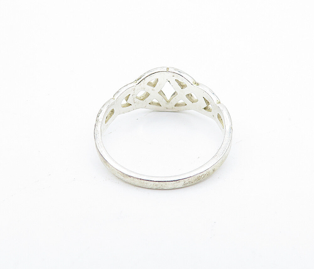 SOLVAR IRELAND 925 Silver  Vintage Shiny Celtic Knot Band Ring Sz 6  RG4166