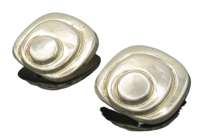 MEXICO 925 Silver  Vintage Graduated Design Shiny Non Pierce Earrings  EG7910