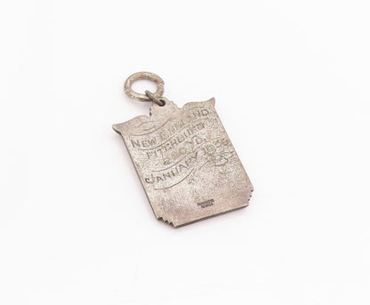 925 Sterling Silver Vintage Pendant 1936 Antique Ice Skats Championship PT24486