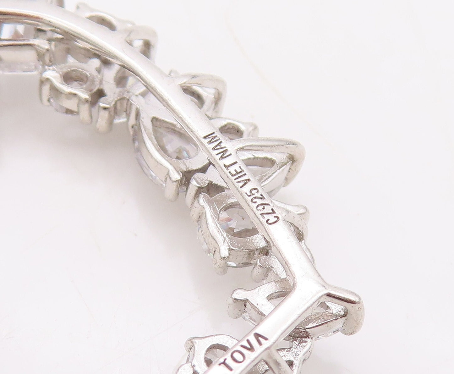 925 Sterling Silver Vintage Pendant Marquise & Round Cut CZ Heart  PT23559