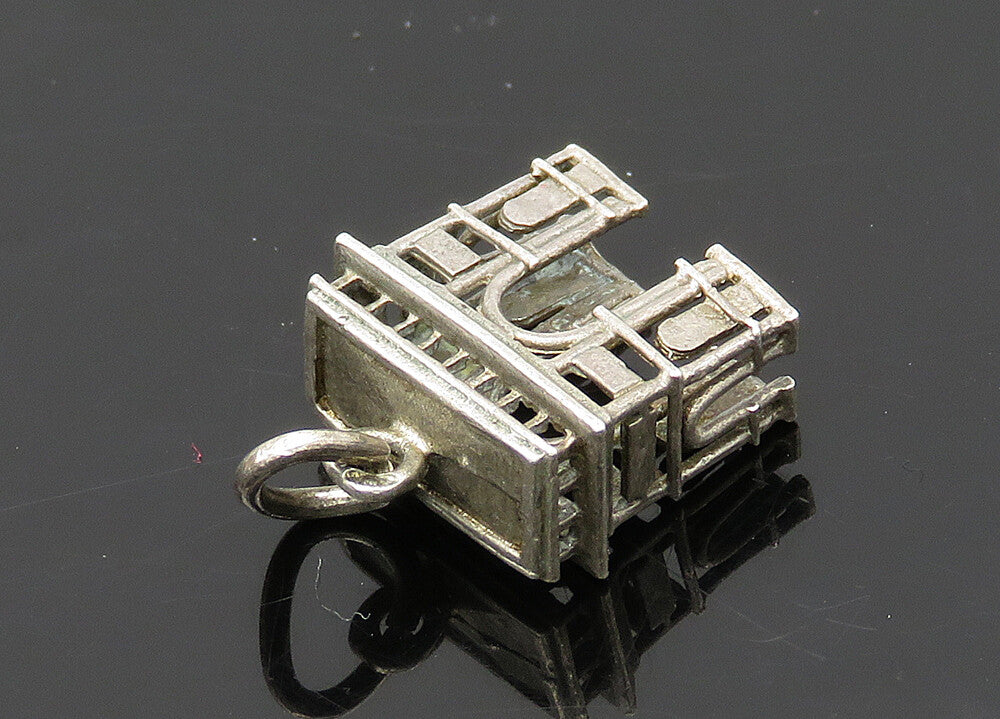 925 Sterling Silver  Vintage Petite Dark Tone Arch Landmark Pendant  PT16409