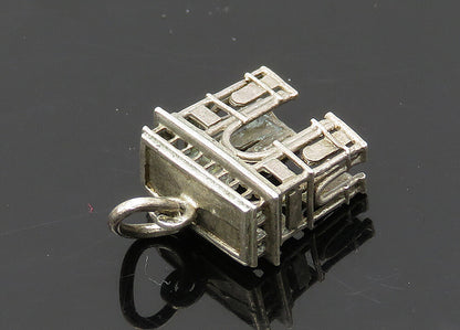 925 Sterling Silver  Vintage Petite Dark Tone Arch Landmark Pendant  PT16409