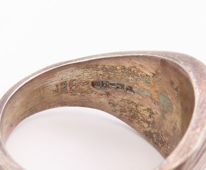 925 Sterling Silver Vintage Ring MEXICO Wavy Grooved Dome Band  Sz 8.5  RG34490