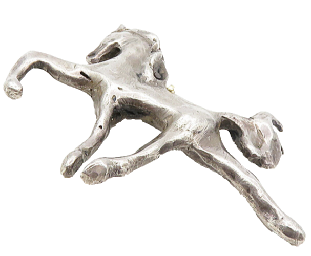 925 Sterling Silver  Vintage Dark Tone Sculpted Galloping Horse Trinket TR1447