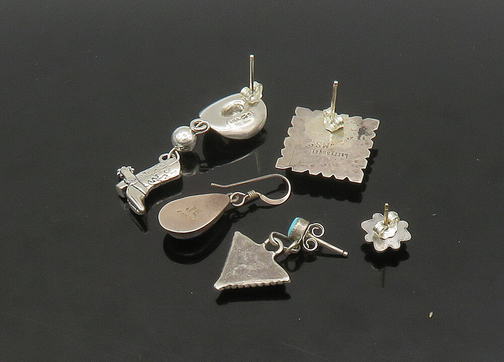 ZUNI NAVAJO 925 Sterling Silver Vintage Multi Stone Lot Single Earrings EG11258