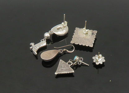 ZUNI NAVAJO 925 Sterling Silver Vintage Multi Stone Lot Single Earrings EG11258