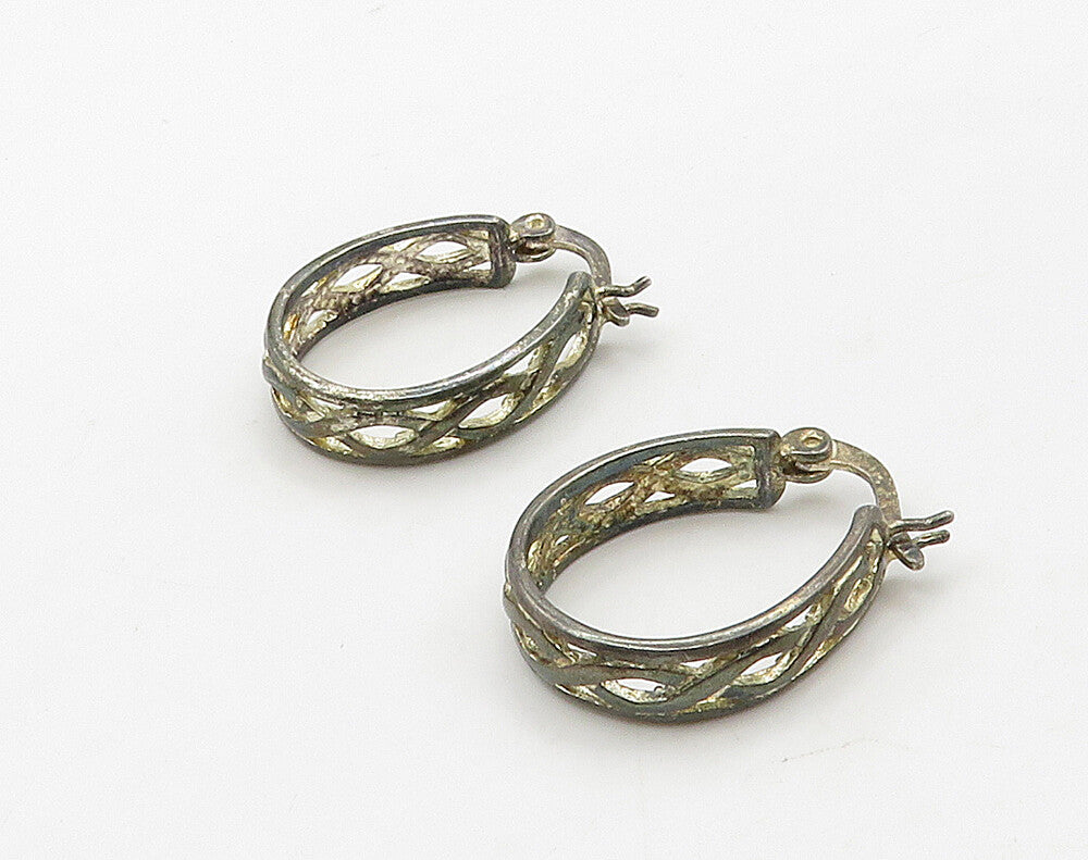 925 Sterling Silver  Vintage Open Infinity Swirl UShape Hoop Earrings  EG8270