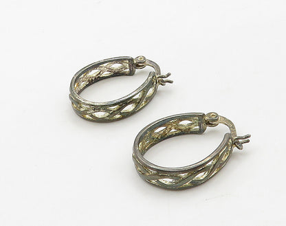 925 Sterling Silver  Vintage Open Infinity Swirl UShape Hoop Earrings  EG8270