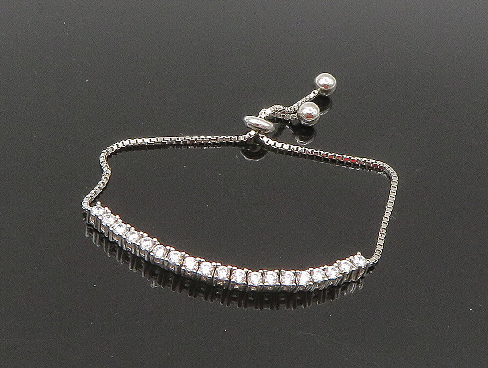 925 Silver  White Cubic Zirconia Adjustable Child Box Chain Bracelet  BT1060