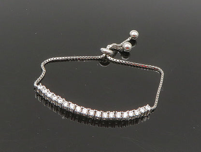 925 Silver  White Cubic Zirconia Adjustable Child Box Chain Bracelet  BT1060