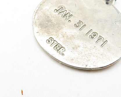 925 Sterling Silver  Vintage Apollo 14 Spacecraft 1971 Round Pendant  PT15514