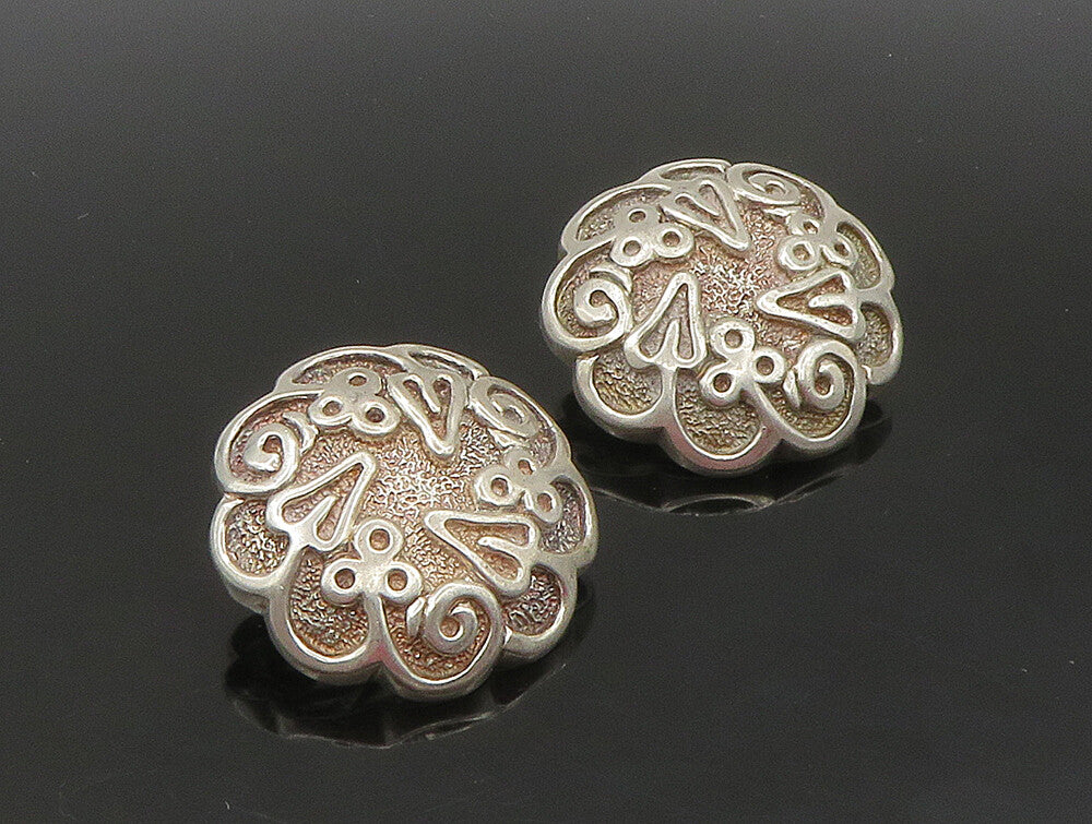 DESIGNER 925 Sterling Silver Vintage Swirl Pattern Heavy Drop Earrings EG11468