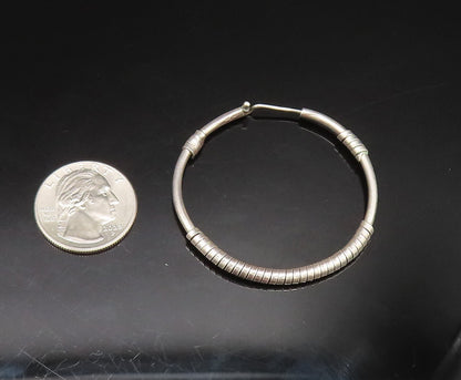 925 Sterling Silver  Vintage Spiral Ring Wrapped Hoop Earrings  EG11715