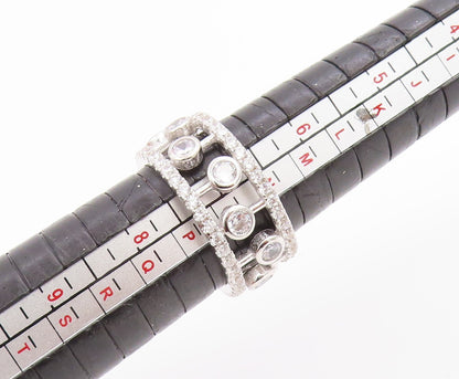 925 Sterling Silver Vintage Ring Topaz Openwork Eternity Band  Sz 7  RG35765