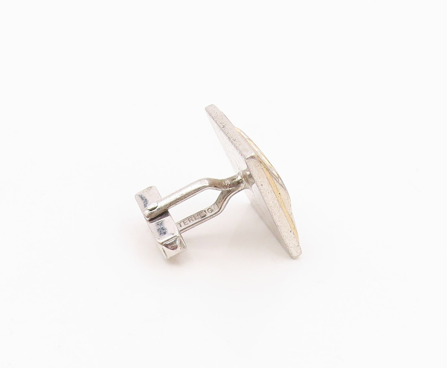 SWANK 925 Sterling Silver  Vintage Two Tone Floral Leaves Cufflinks  TR2797