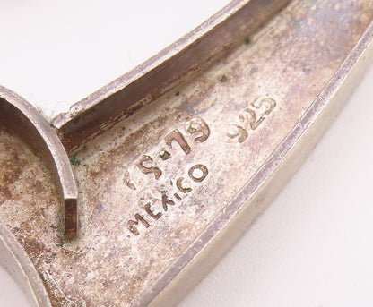 MEXICO 925 Sterling Silver  Vintage Smooth Open Love Heart Brooch Pin  BP6596