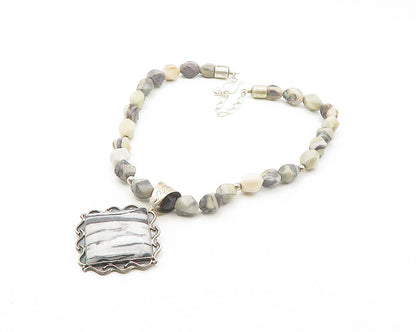 DTR JAY KING 925 Silver  Vintage Zebra Jasper Heavy Chain Necklace  NE2893