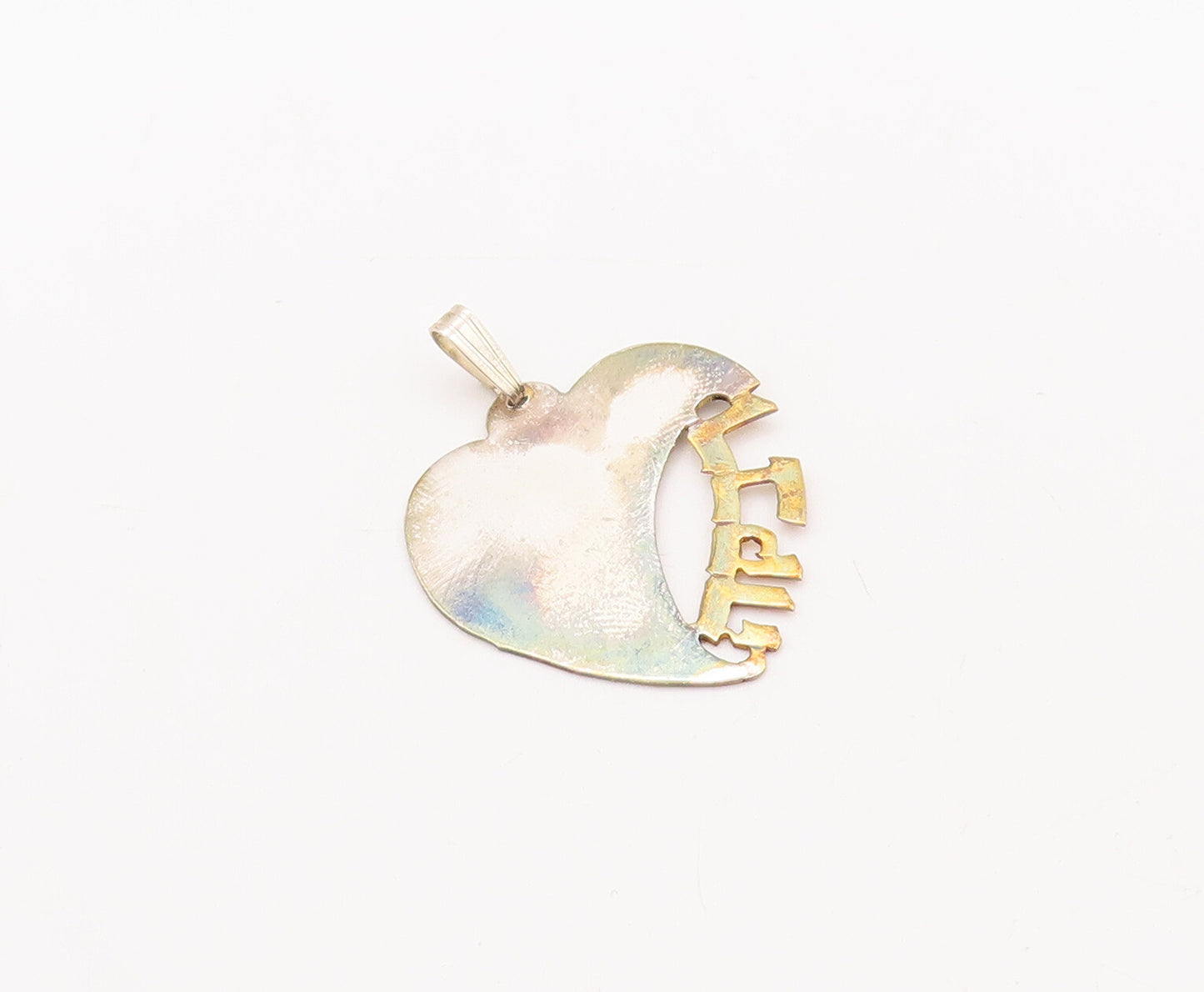 925 Sterling Silver Vintage Pendant Heart Carved Rebecca Hebrew  PT23175