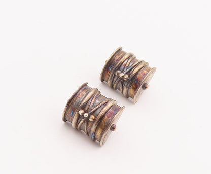 925 Sterling Silver Vintage Earrings DEBORAH ARMSTRONG Antique Carved  EG13083