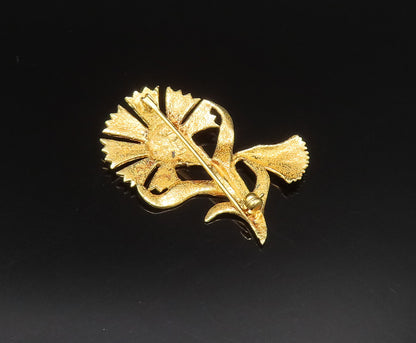 925 Sterling Silver  Vintage Gold Plated Double Flower Brooch Pin  BP9695