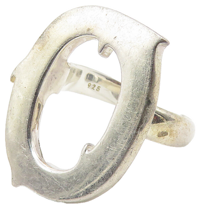 925 Sterling Silver  Vintage Shiny Open Oval Smooth Band Ring Sz 5  RG11552