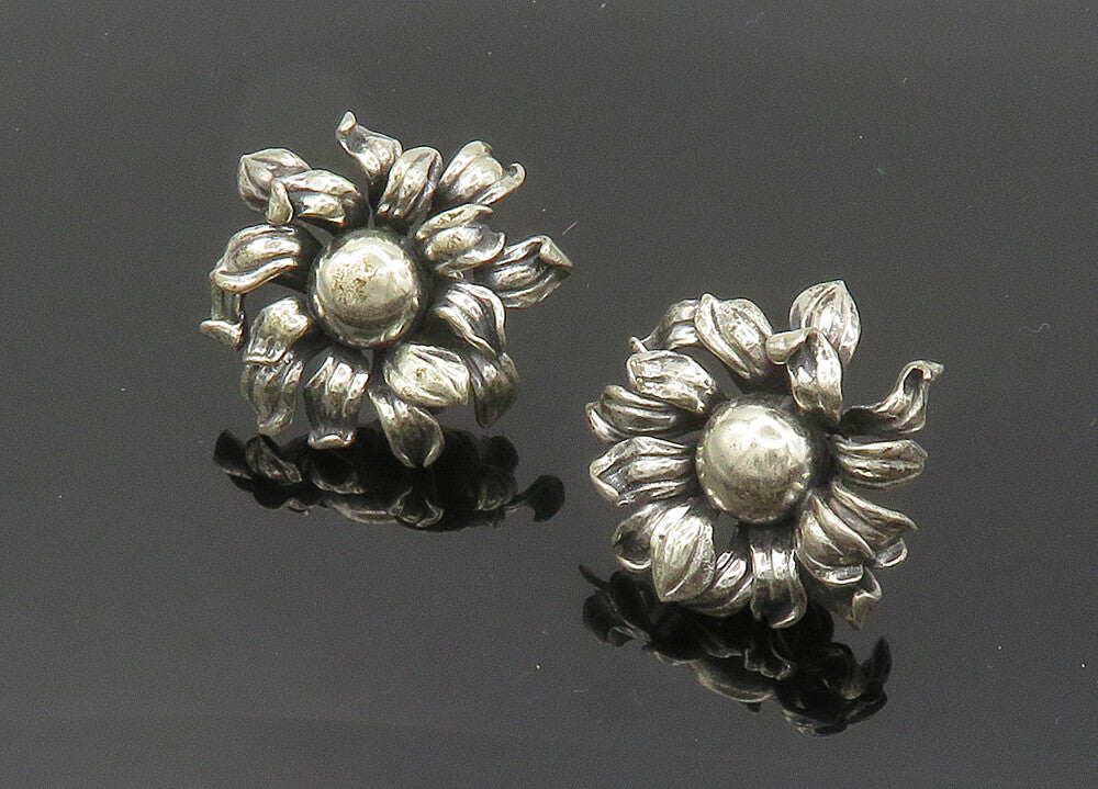 NAPIER 925 Sterling Silver Vintage Rare Flower Non Pierce Earrings  EG10046