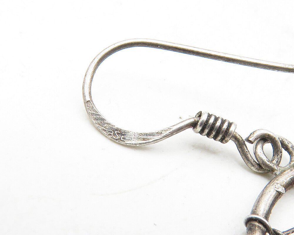 925 Sterling Silver  Vintage Wire Wrapped Design Round Drop Earrings   EG5216