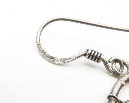 925 Sterling Silver  Vintage Wire Wrapped Design Round Drop Earrings   EG5216