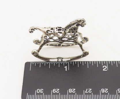 925 Sterling Silver Vintage Toy Swirly Stencil Cut Rocking Horse Chair  TR3695