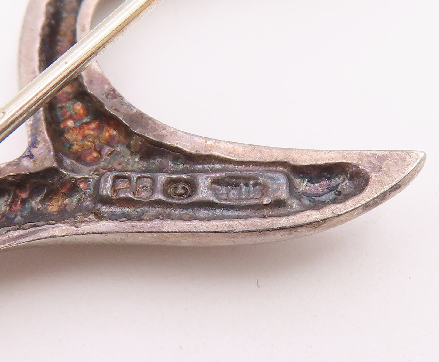 925 Sterling Silver  Vintage Shiny Modernist Bird Motif Brooch Pin  BP7610