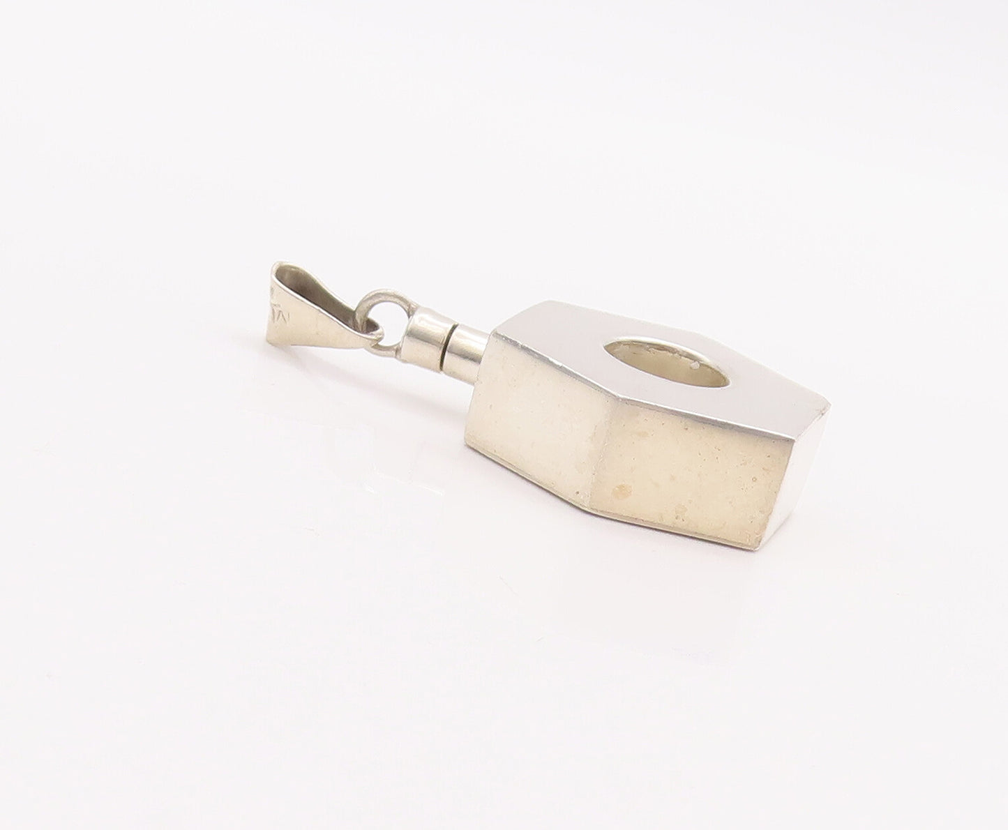 925 Sterling Silver Vintage Pendant MEXICO Cutout Bolt Bottle (OPENS)  PT23206