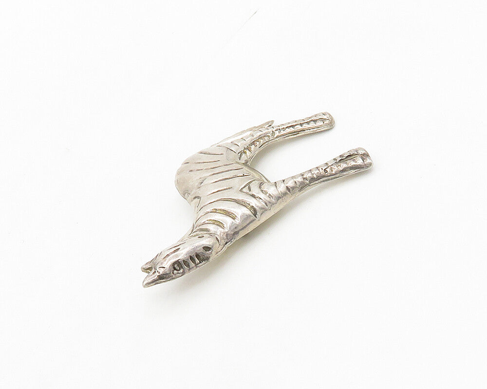 DESIGNER 925 Silver  Vintage Hollow Zebra Animal Motif Brooch Pin  BP7149