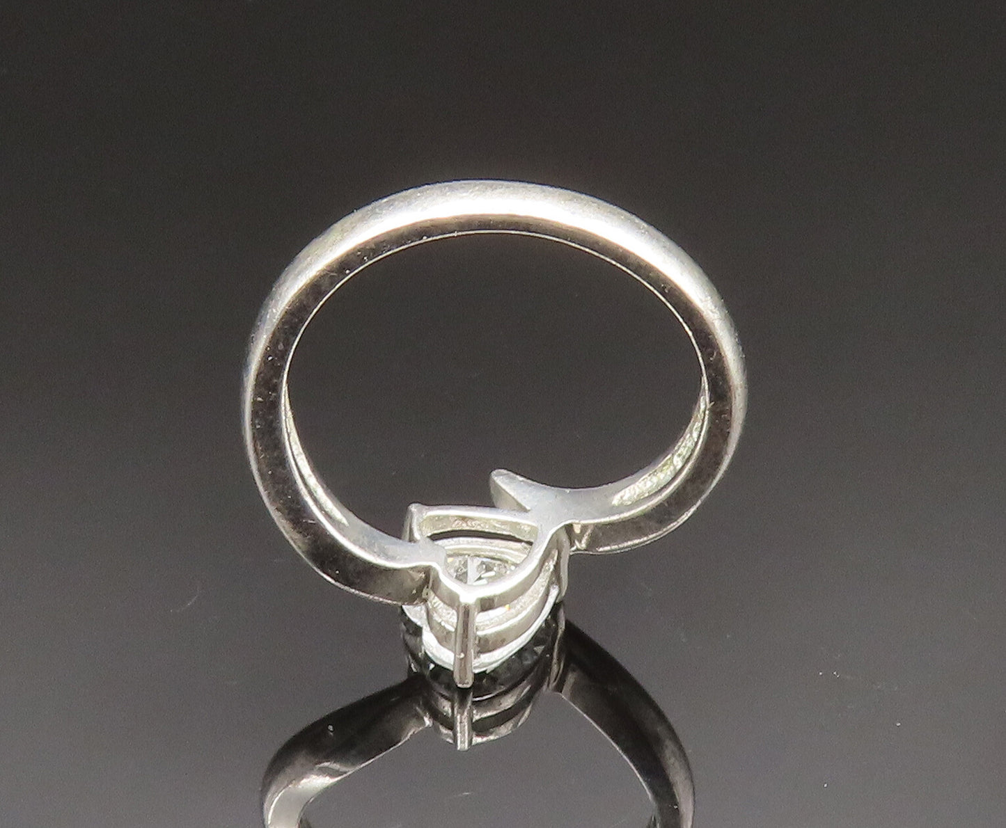 925 Silver   Vintage Cubic Zirconia Love Heart Bypass Ring Sz 7  RG24722