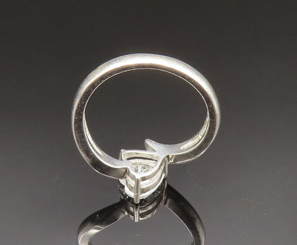 925 Silver   Vintage Cubic Zirconia Love Heart Bypass Ring Sz 7  RG24722