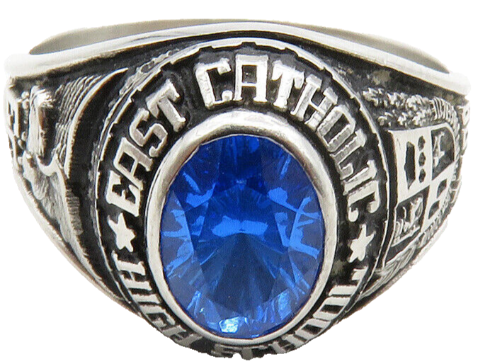 925 Sterling Silver  Vintage East Catholic H.S. 1999 Band Ring Sz 8  RG13189