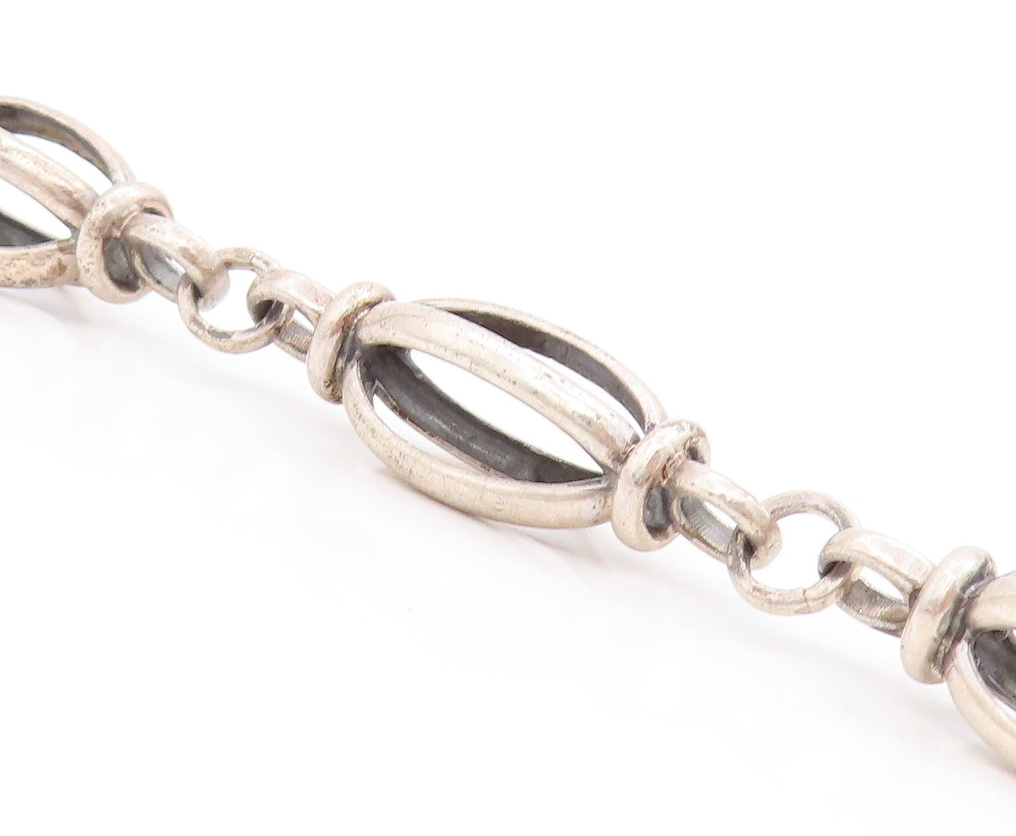 925 Sterling Silver Vintage Bracelet Open Cutout Bead Design  BT11020