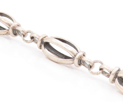 925 Sterling Silver Vintage Bracelet Open Cutout Bead Design  BT11020
