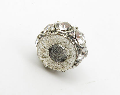 925 Sterling Silver  Vintage Petite Cubic Zirconia Round Bead Pendant  PT11516