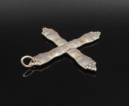 TOWLE 925 Silver  Vintage Dotted & Diamond Shape Pattern Cross Pendant PT21774