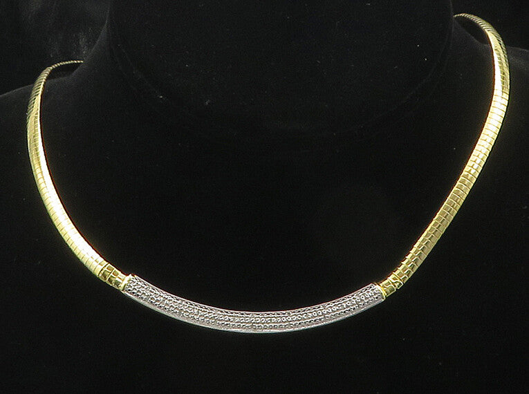 925 Sterling Silver  Genuine Diamonds Gold Plated Snake Chain Necklace  NE2970